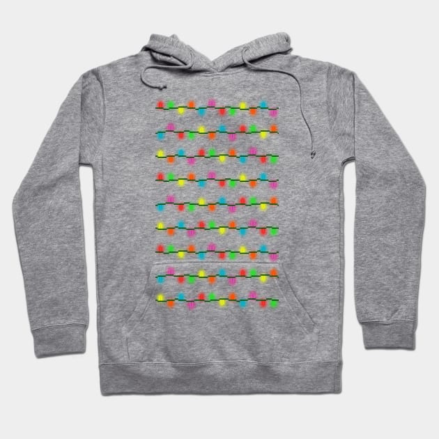 String of Pixel Glowing Christmas Lights Pattern (White) Hoodie by gkillerb